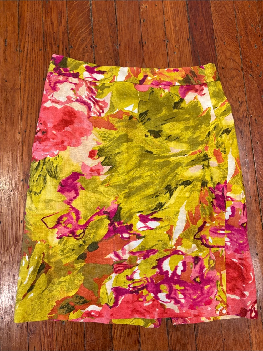 J. Crew Floral Brushstroke Mini Skirt in Yellow, Pink & Green